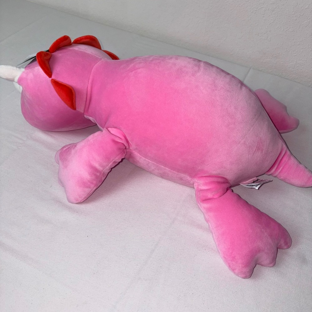 Pillowfort weighted Pink Plush Stuffed Animal Toy Dragon Dinosaur Valentine Gift - Picture 4 of 14